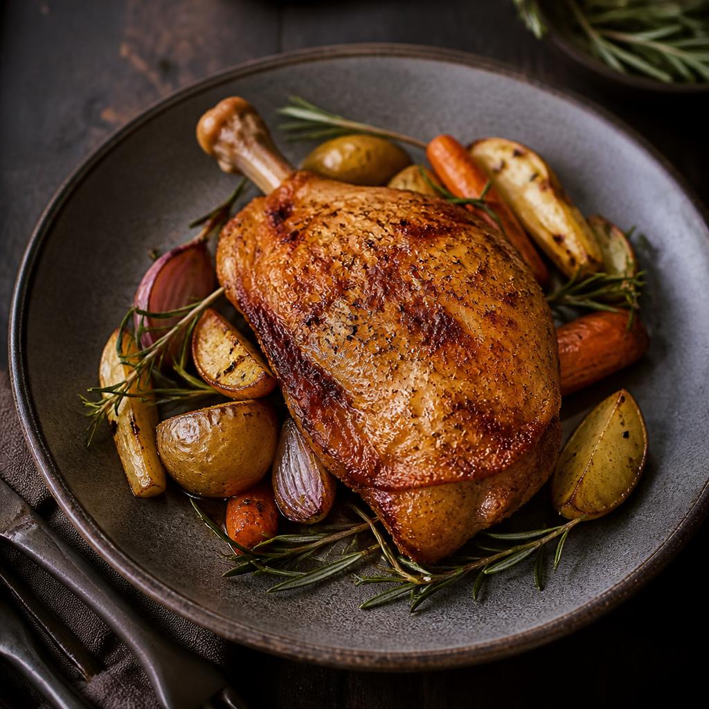 Rosemary roasted chicken with root vegetables
